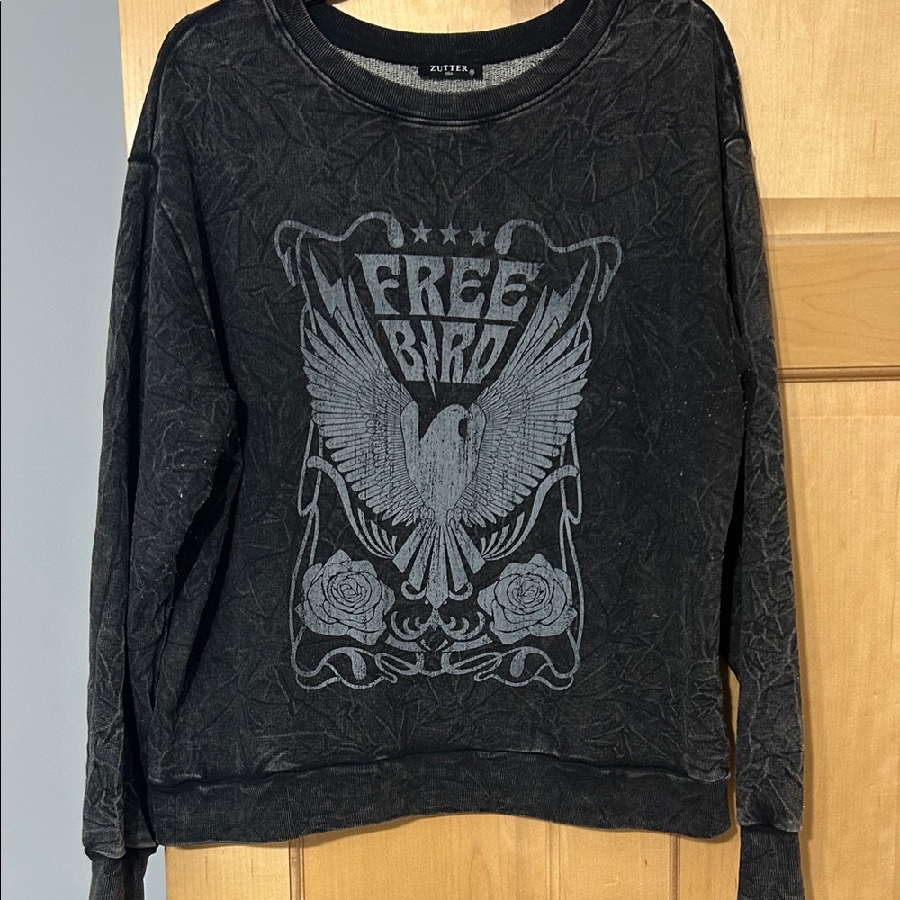 Zutter Charcoal 'Free Bird' Graphic Sweatshirt